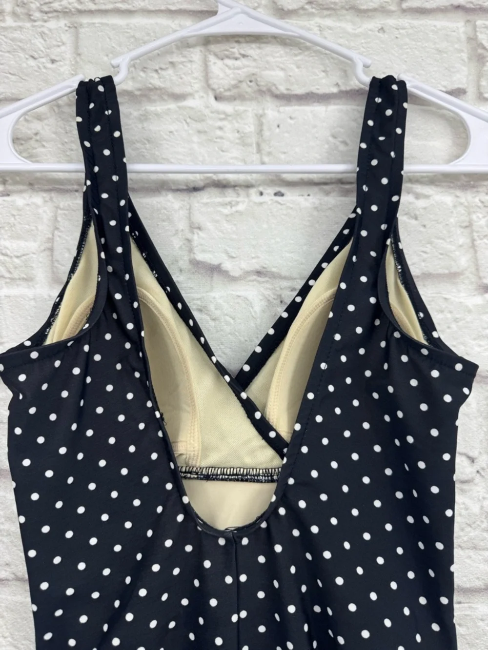TRIMSHAPER Swim Shaper One Piece Swimsuit Size 10 Black Polka Dot Slimming Retro